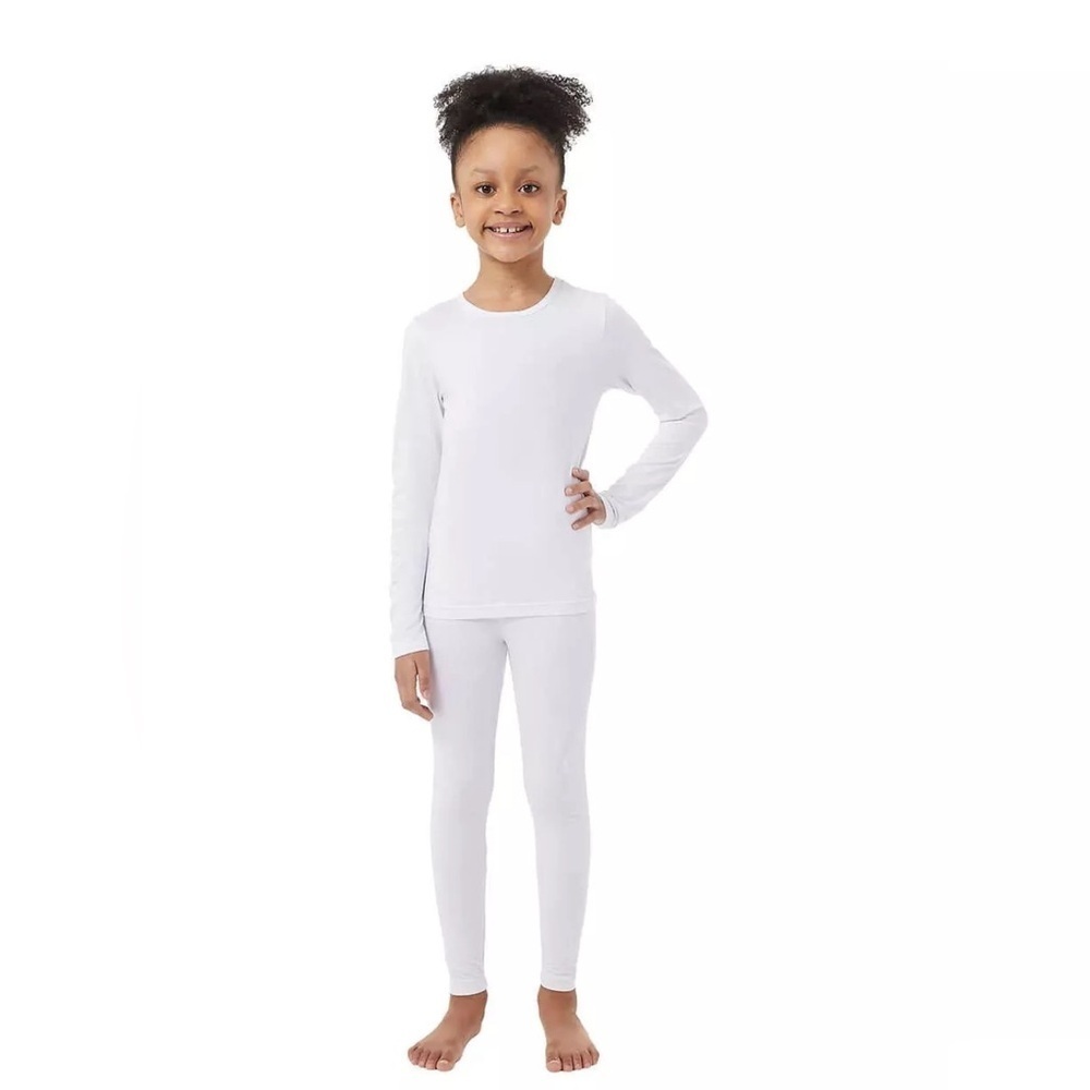 32degrees kids heat Long Sleeve Crew Neck Legging Set Large 12/14 White